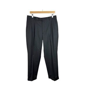 Woolmark Men’s Classic Pleated Wool Dress Pants in Grey Size 34